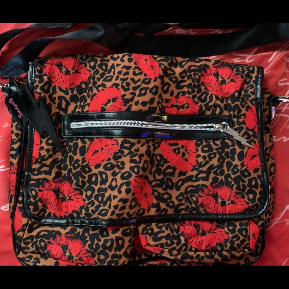 Betsey Johnson’s Messenger Red & Leopard Bag
